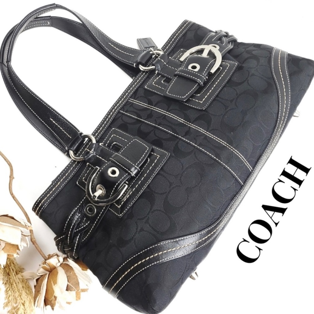 Coach Black Silver Buckle Hobo Satchel